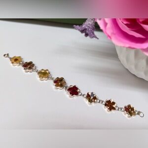 Sterling Silver Sunflower Daisy Rose Flower Bracelet